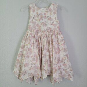 Rachel Ashwell pink floral cream handkerchief hem dress girls size 4T